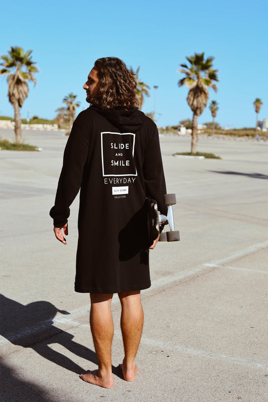 WINTER SURF PONCHO HOODED TOWEL UNISEX BLACK