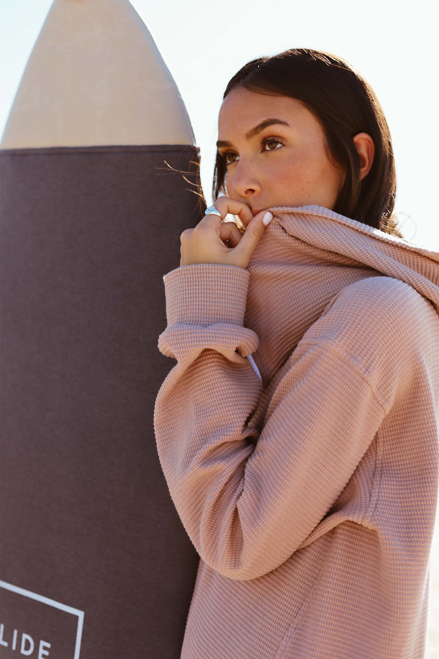 WINTER SURF PONCHO HOODED TOWEL UNISEX NUDE PINK