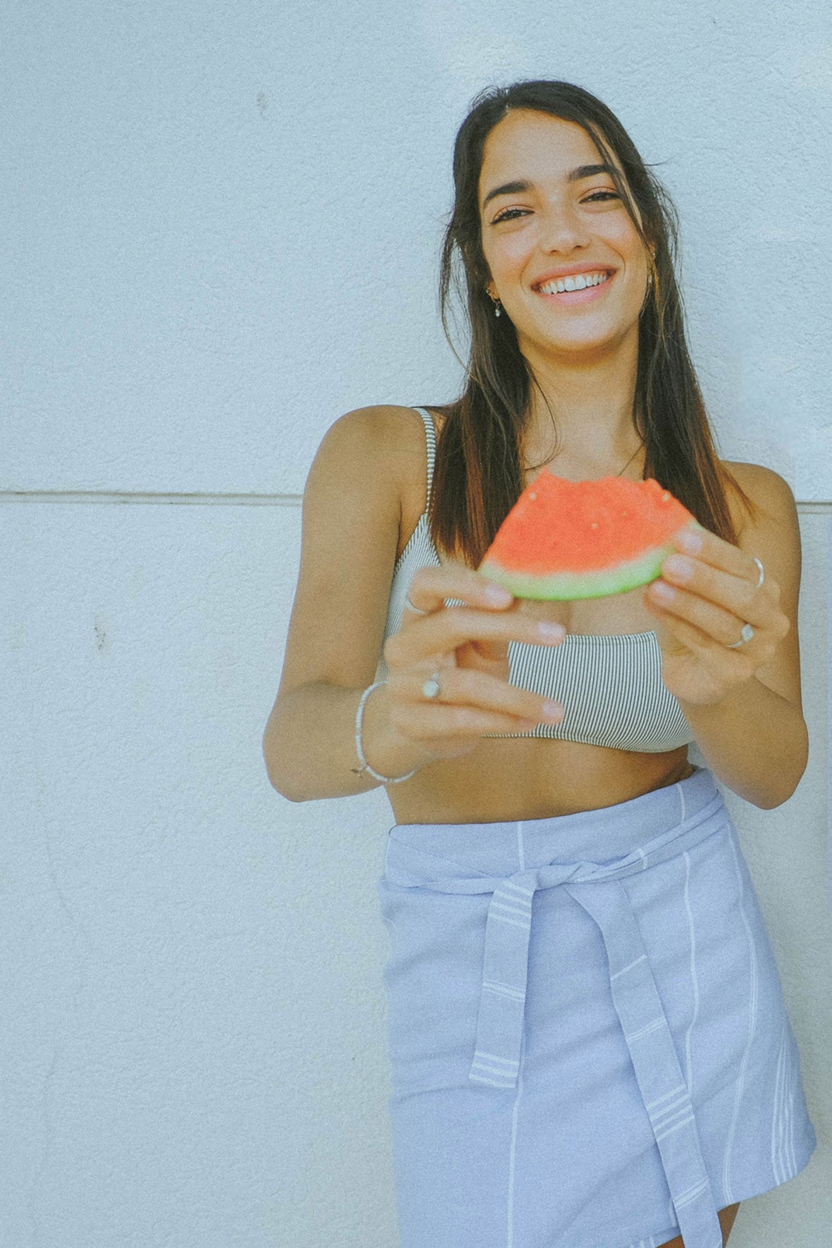 SALTY WRAP MINI SKIRT LIGHT BLUE