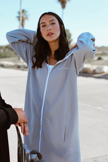 WINTER SURF PONCHO HOODED TOWEL UNISEX LIGHT GREY